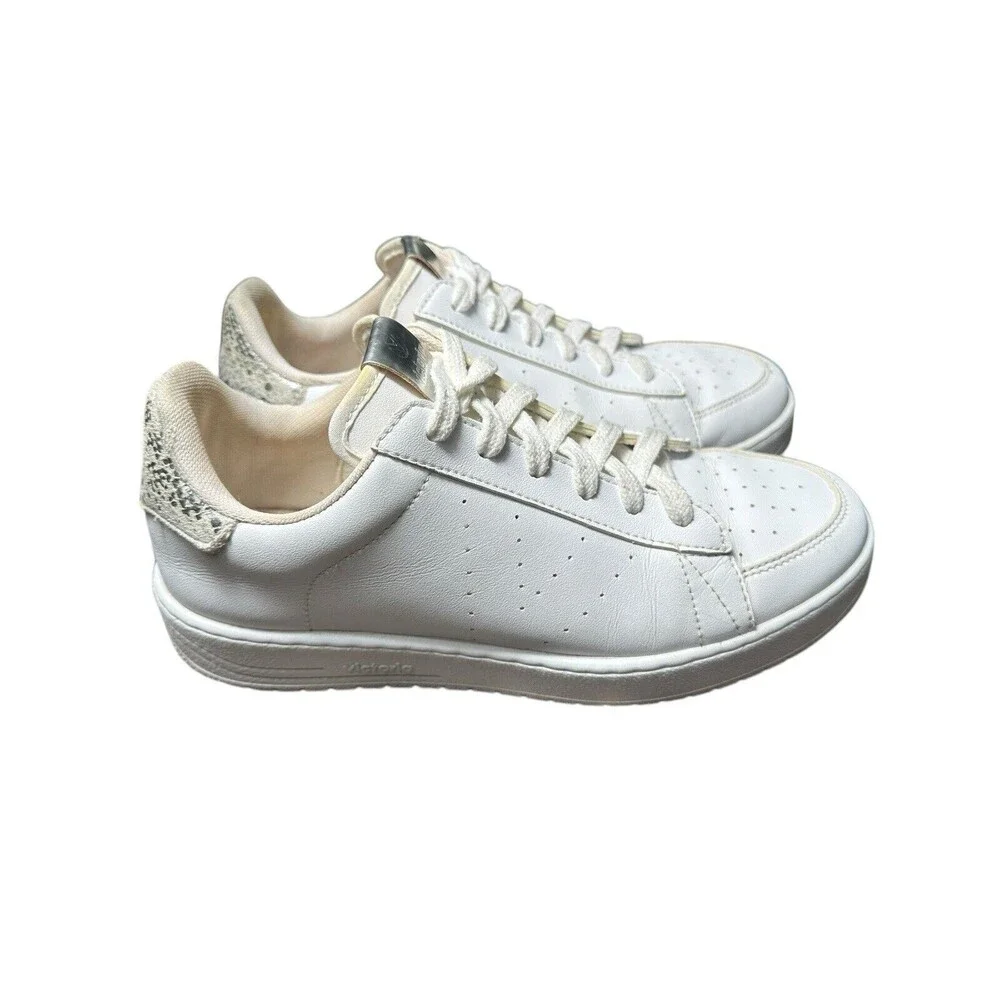 Victoria Shoes Womens EUR 38 US 7 White Low Top Lace Up Athletic Sneakers #S30-4